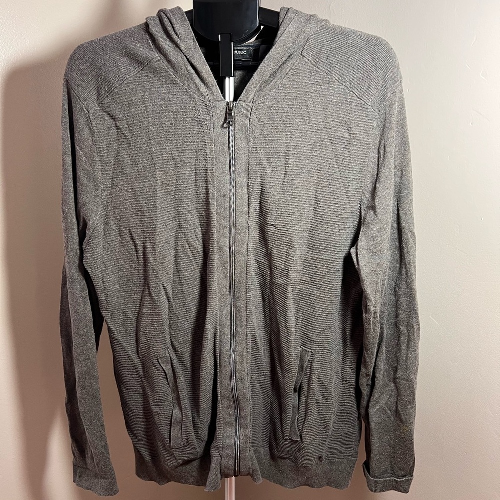 Banana Republic Men's Zip-Up Gray Sweater